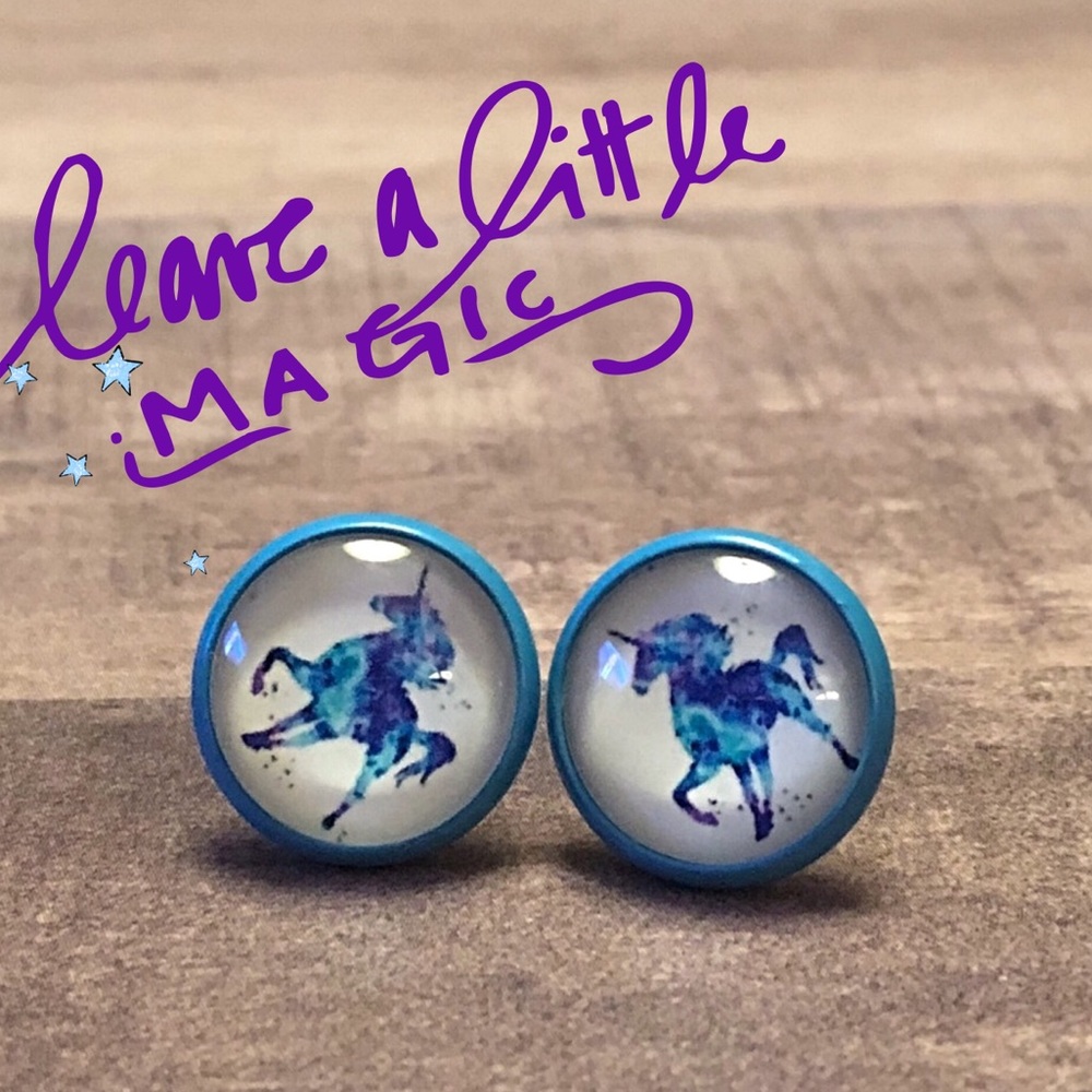 Magical Unicorn Blue & Purple Stud Earrings!